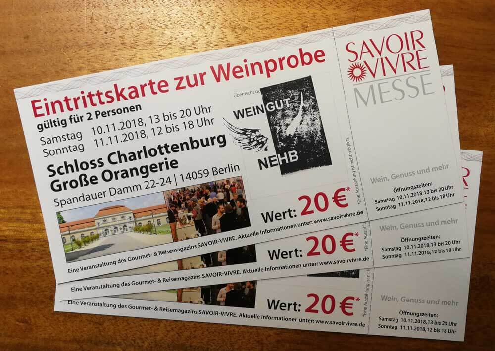 [Werbung] Freikarten für Savoir Vivre Messe/Weinprobe in Berlin am 10./11. November im Schloss Charlottenburg